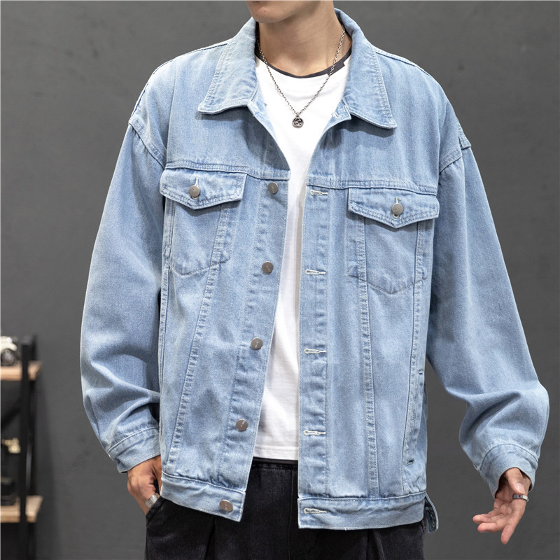 Mens Fashion Bomber Jacket - Jaket Denim Baru Mantel Jeans Antik