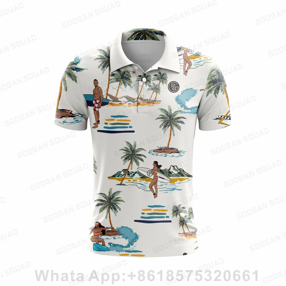 Men'S Fashion Golf Clothing - Kaos Polo Pria Gaya Hawaii Musim