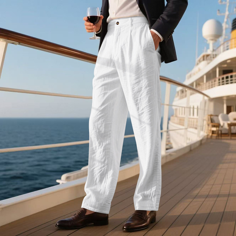 Chino Pants Men - Celana Panjang Pria High Waist Lipit