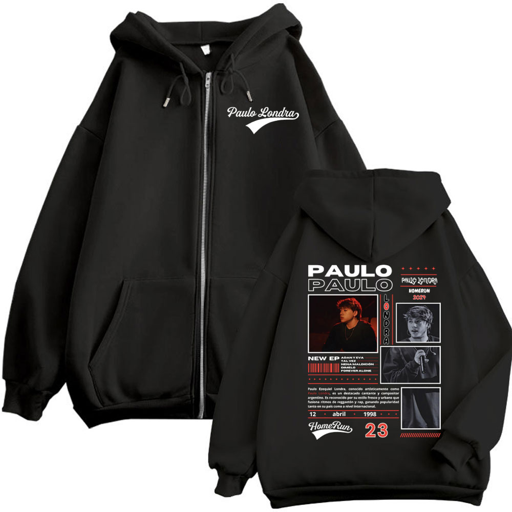 Mens Fashion Zip Up Hoodies - Rapper Paulo Londra Homerun Album Merch