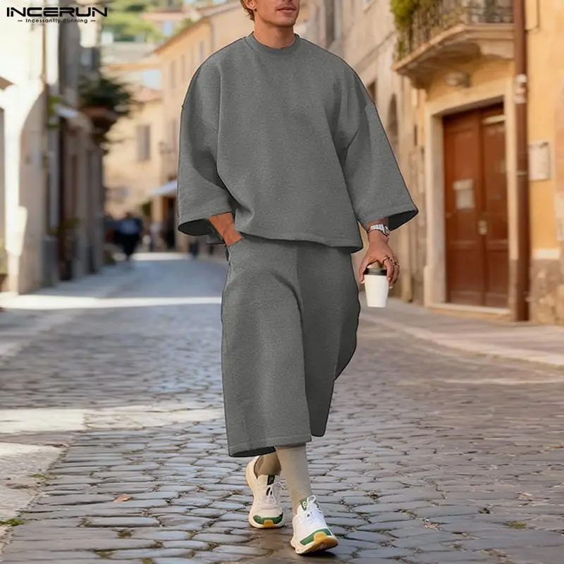 Men'S Fashion Loose Pants - INCERUN Setelan Pria Warna Solid Hoodie