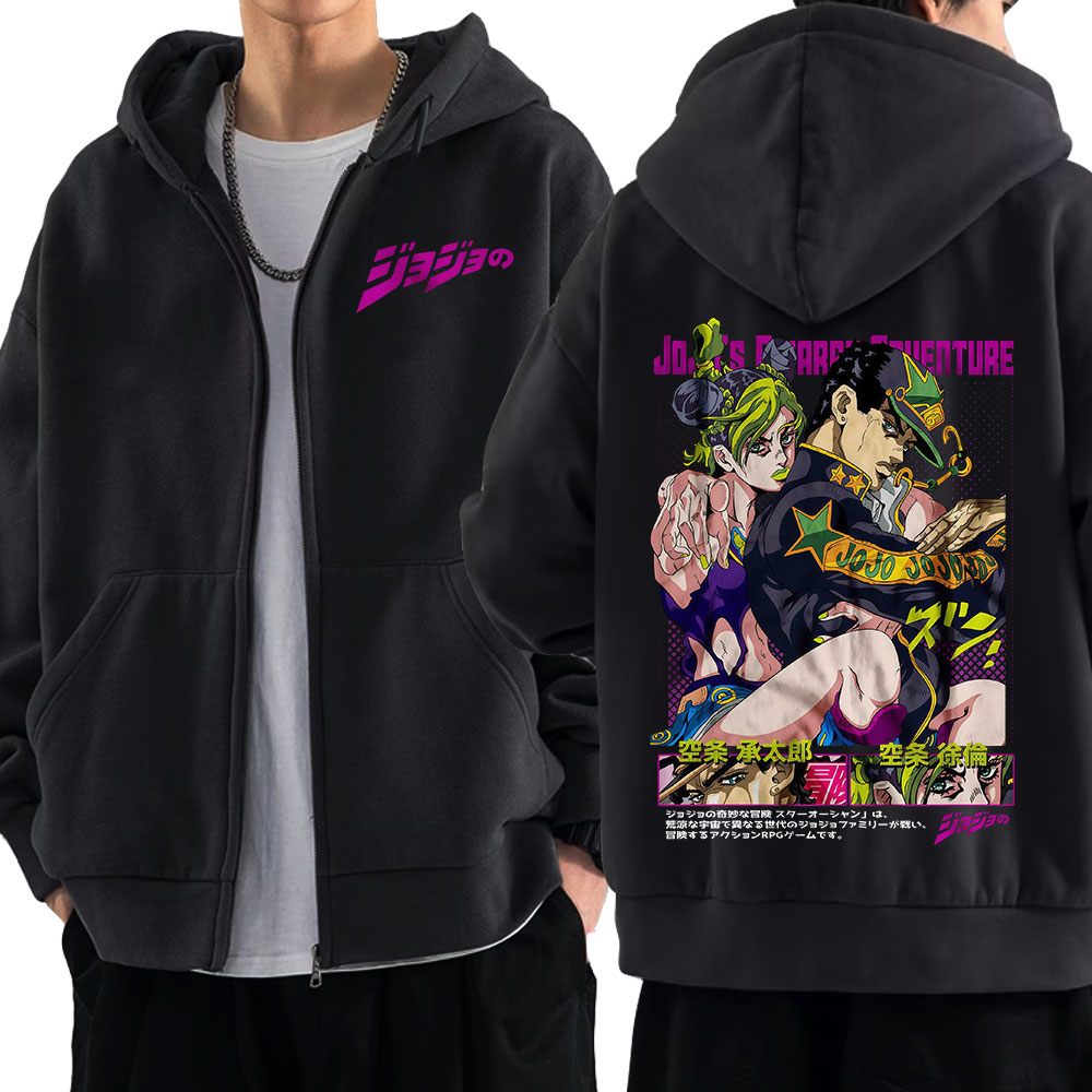 Mens Fashion Zip Up Hoodies - Hoodie Ritsleting Anime Jojo Bizarre Adventure