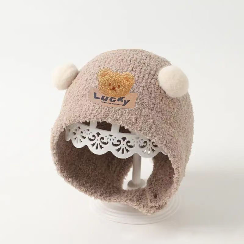 Beanie Winter Hat - Topi Pelindung Telinga Bayi Beruang Lucu