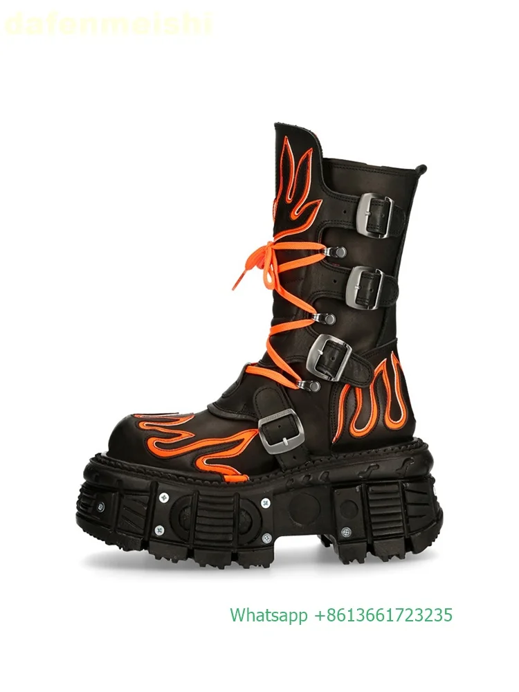 Belt Mens Fashion - Sepatu Bot Motor Punk Gaya Retro
