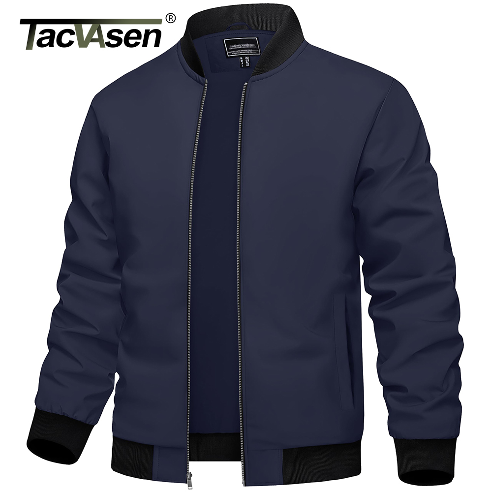 Mens Fashion Bomber Jacket - TACVASEN jaket Varsity pria, jaket Bomber