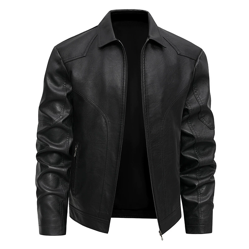 Mens Fashion Bomber Jacket - Jaket Kulit PU Pria Musim Gugur