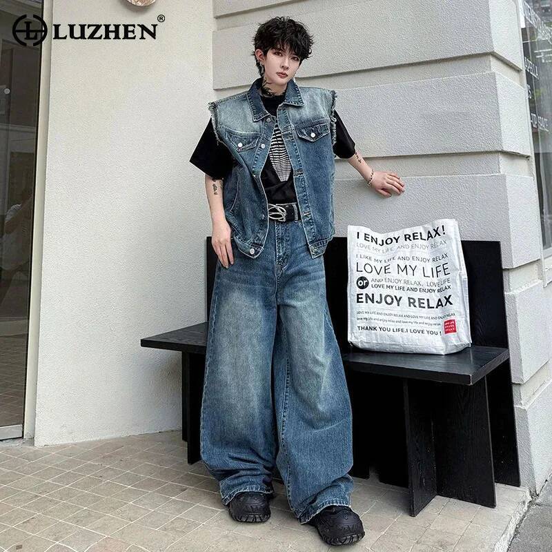 Men'S Fashion Jeans - LUZHEN 2026 Set Dua Potong Denim