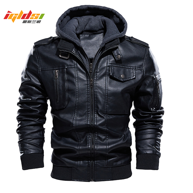 Mens Fashion Bomber Jacket - Jaket Kulit Sepeda Motor Pria Plus