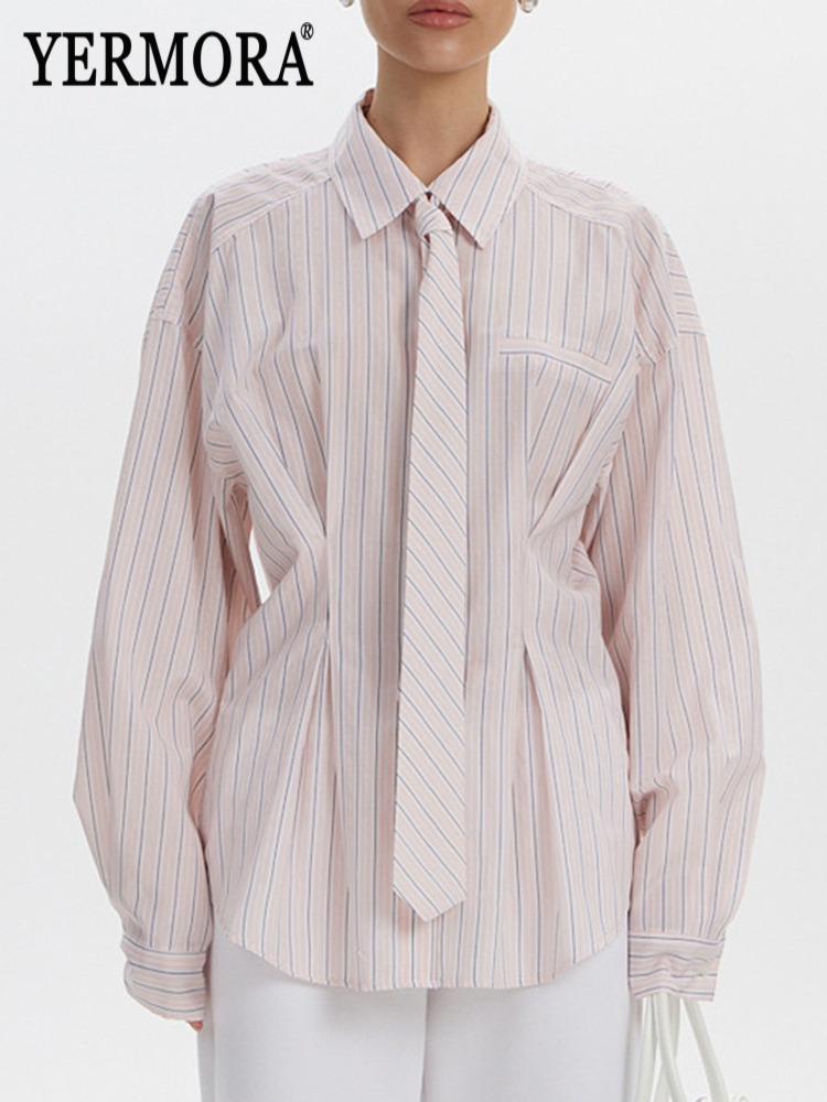 Men'S Fashion Pink Shirt - YERMORA Blus Kasual Singkat Dengan Motif