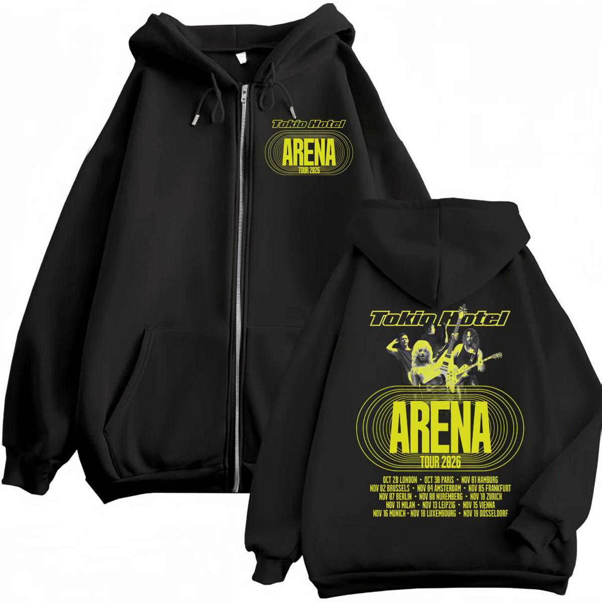 Mens Fashion Zip Up Hoodies - Tokio Hotel Arena Tour 2026 Hoodie