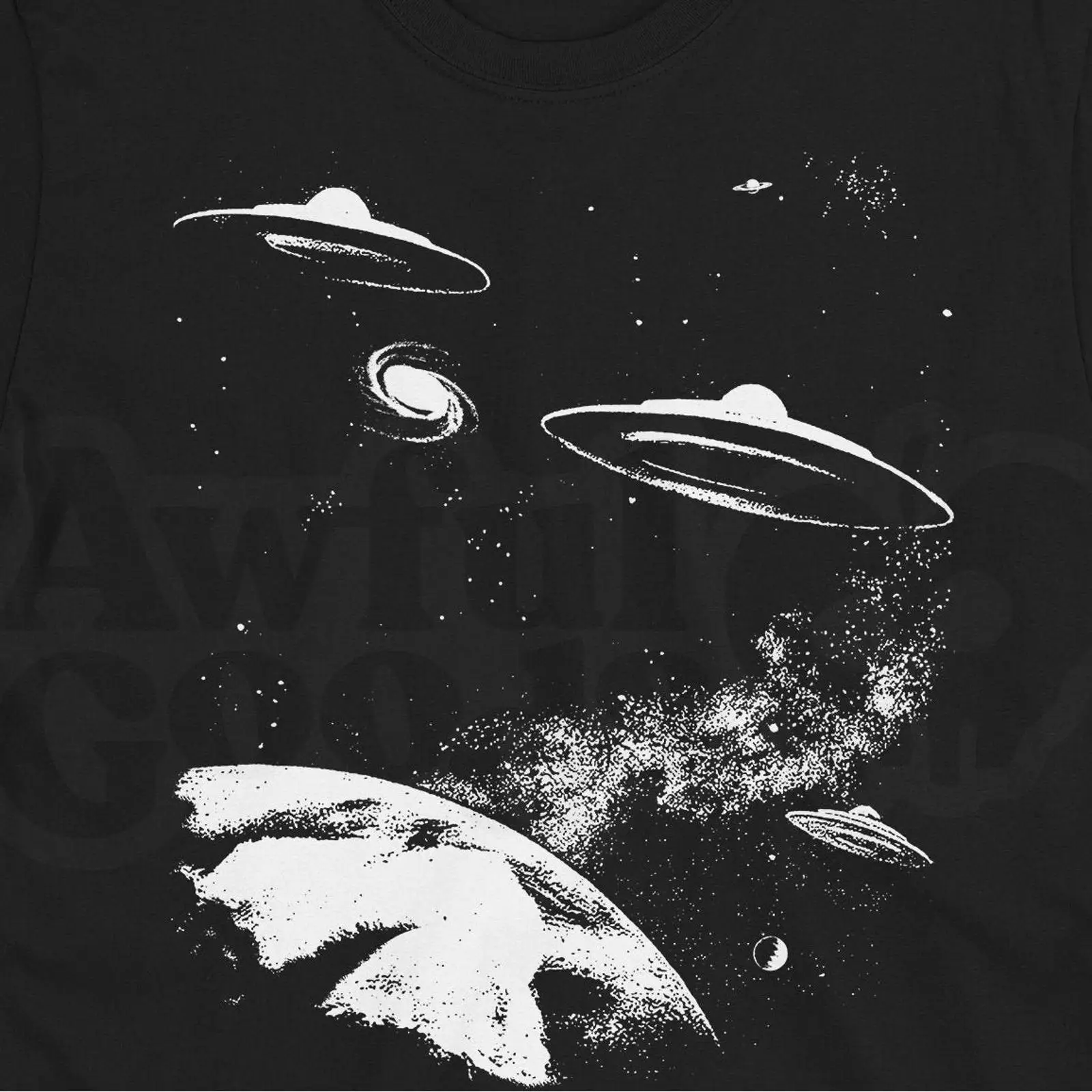 1950S Fashion Men'S - Kaos Retro UFO Desain Alien Sci-Fi