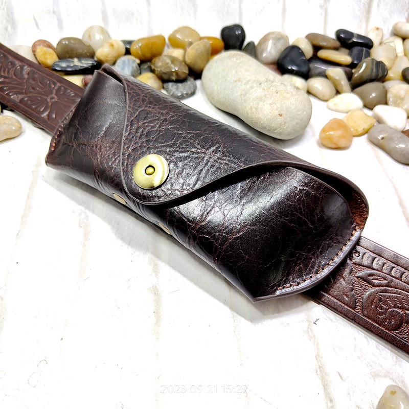 Belt Mens Fashion - Blongk Casing Kacamata Tas Pinggang Kulit