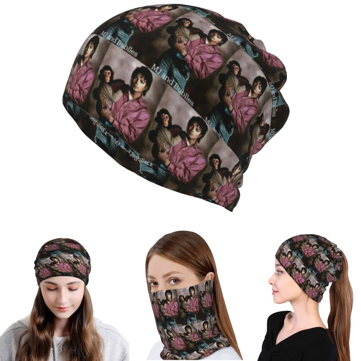 Beanie Winter Hat - Michael Jackson Bandana Neck Gaiter Wrap