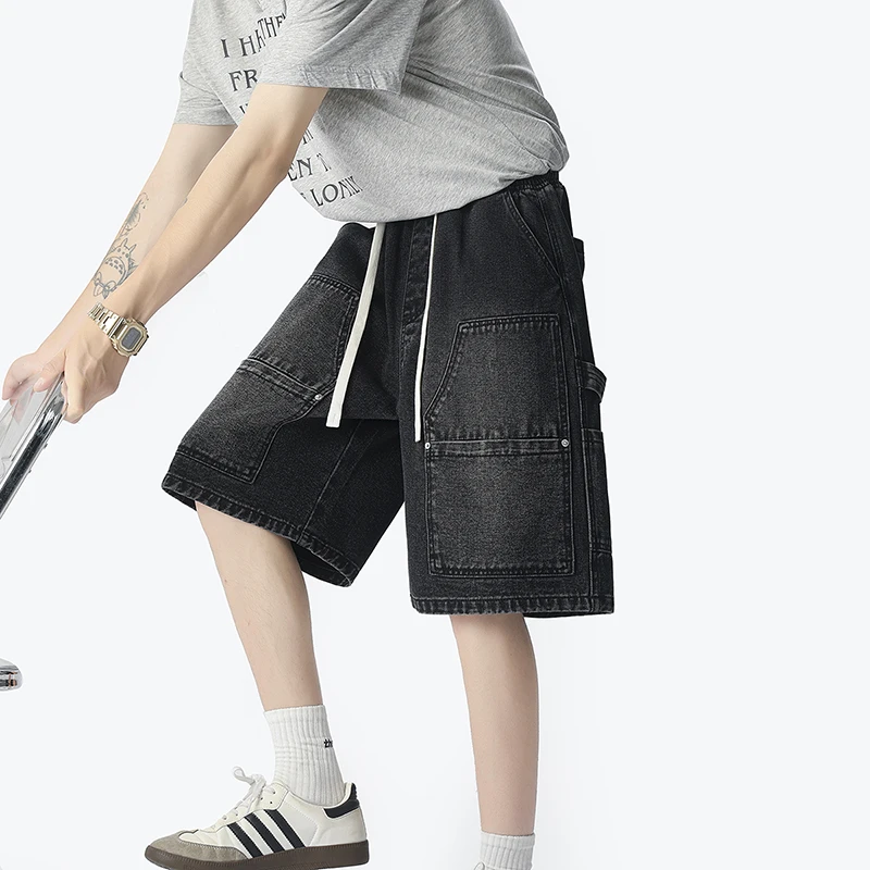 Men'S Fashion Loose Pants - Celana Pendek Denim Pakaian Kerja Jalanan