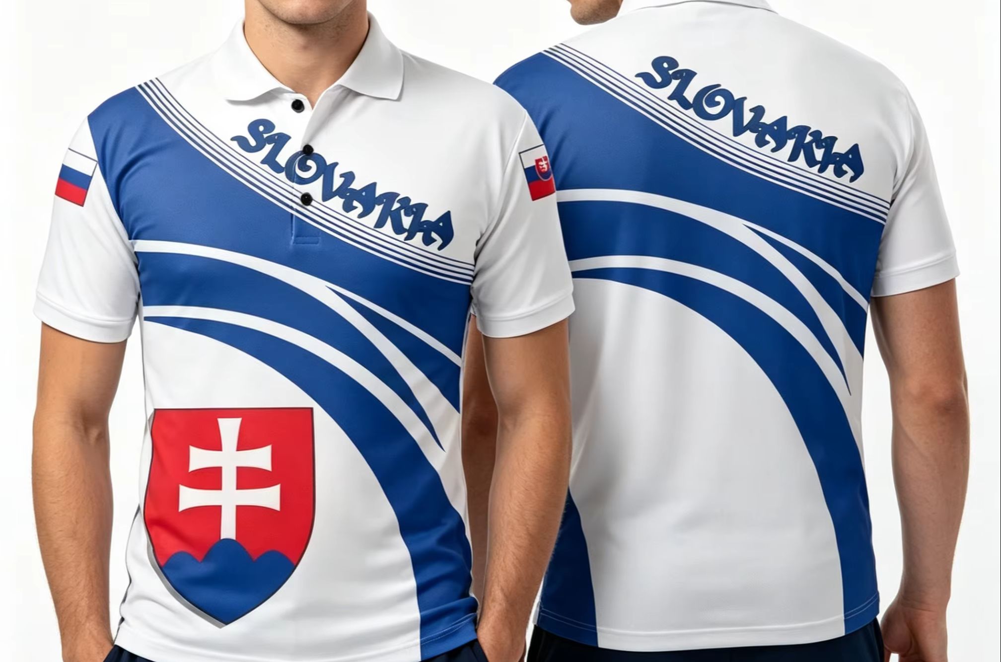 Men'S Fashion Golf Clothing - Kaos Polo 3D Print Bendera Slovakia