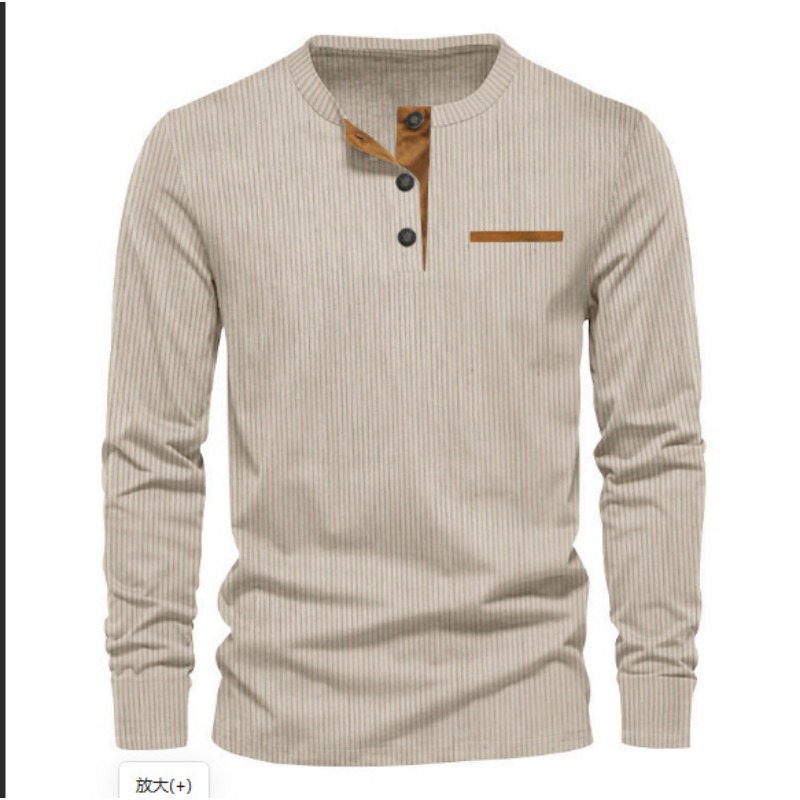 Men'S Fashion Outfits - Kaos Henley Lengan Panjang Pria Bahan