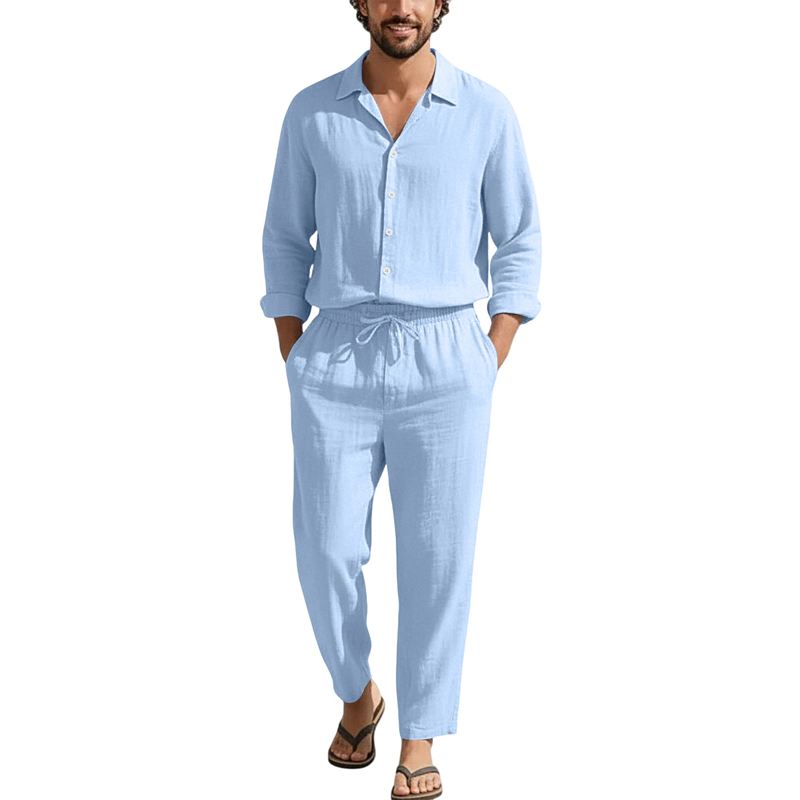 Men'S Fashion Loose Pants - Set Kasual Linen Musim Semi Musim