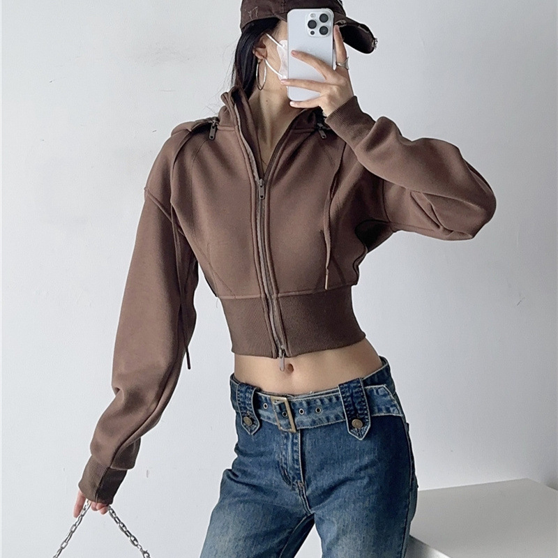 Kaus Hoodie Crop Wanita Mode W - Mens Fashion Zip Up Hoodies ulasan dan harga