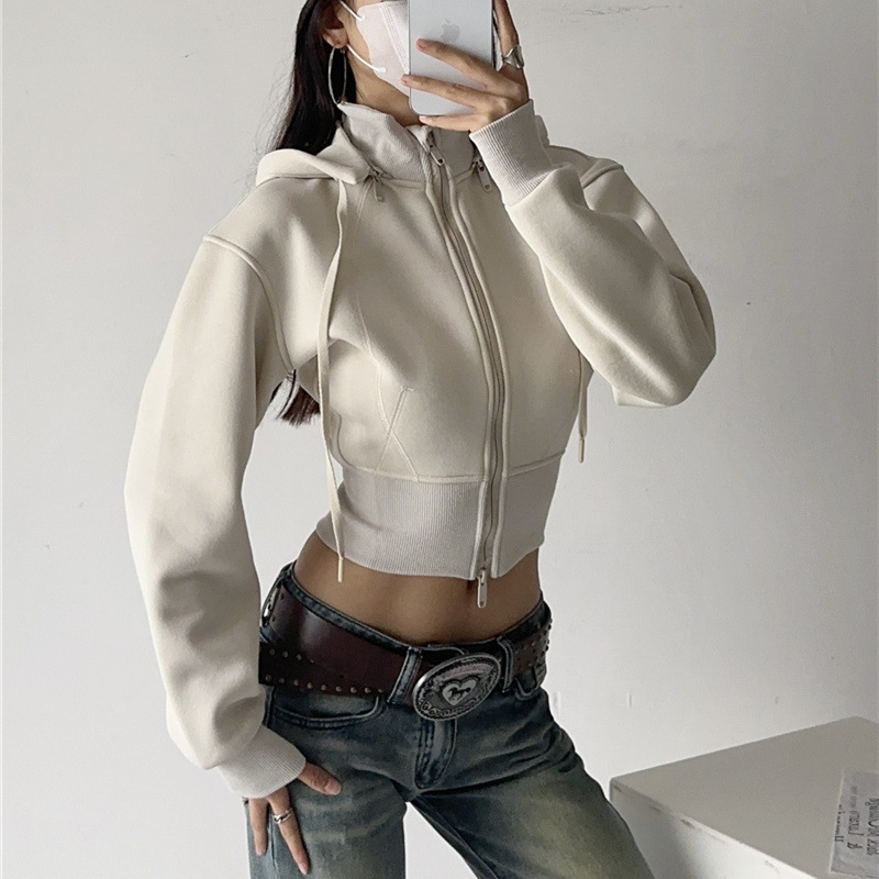 Kaus Hoodie Crop Wanita Mode W - Mens Fashion Zip Up Hoodies ulasan dan harga