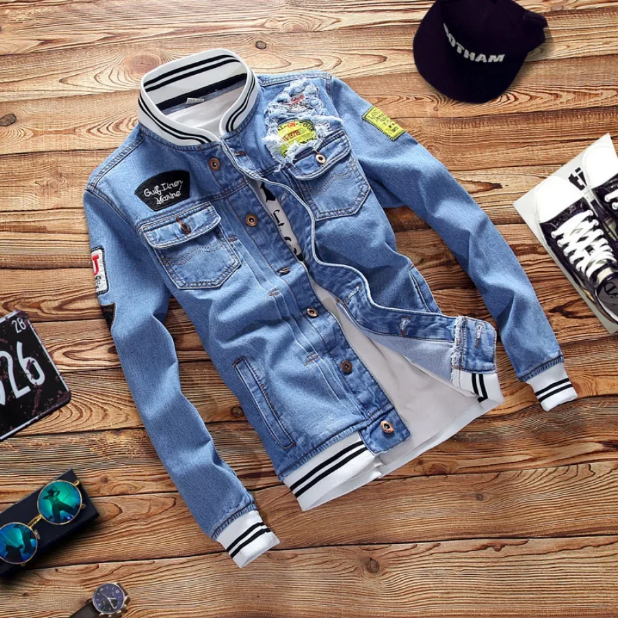 Jaket Denim Pria Baru 2026, Ja - Mens Fashion Bomber Jacket ulasan dan harga