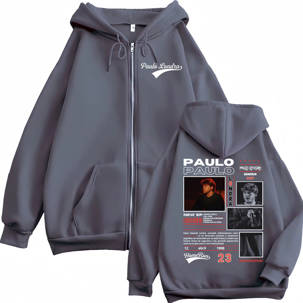 Rapper Paulo Londra Homerun Al - Mens Fashion Zip Up Hoodies ulasan dan harga