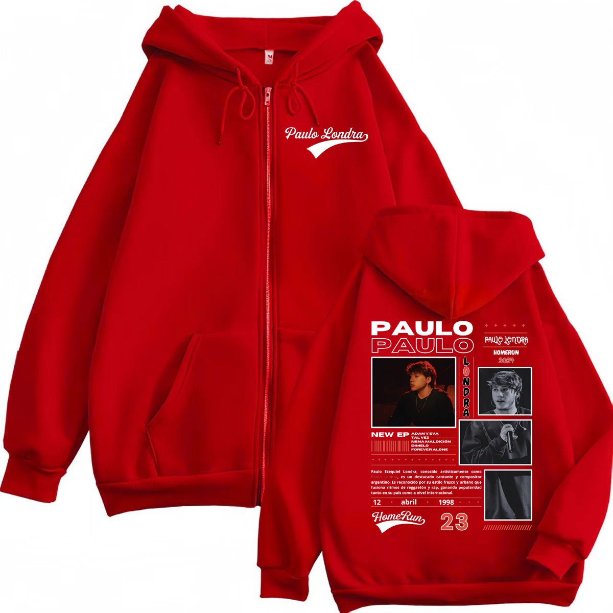 Rapper Paulo Londra Homerun Al - Mens Fashion Zip Up Hoodies ulasan dan harga