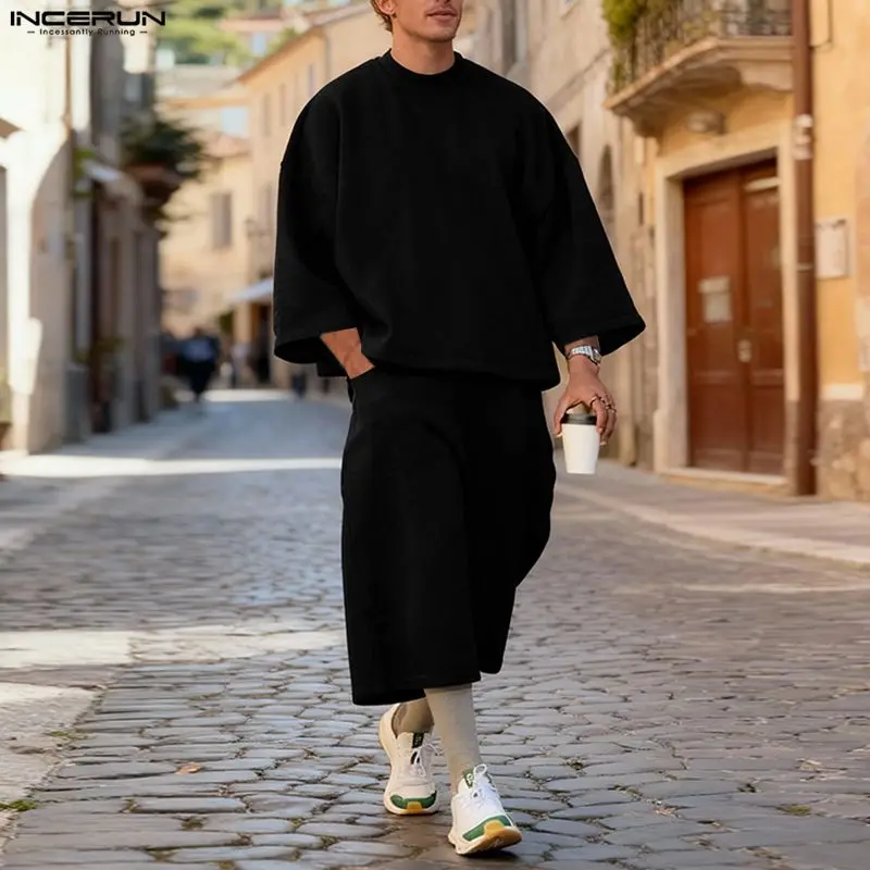 INCERUN Setelan Pria Warna Sol - Men'S Fashion Loose Pants ulasan dan harga