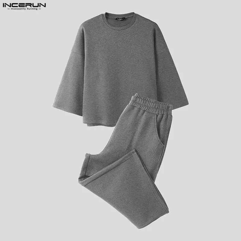 INCERUN Setelan Pria Warna Sol - Men'S Fashion Loose Pants ulasan dan harga