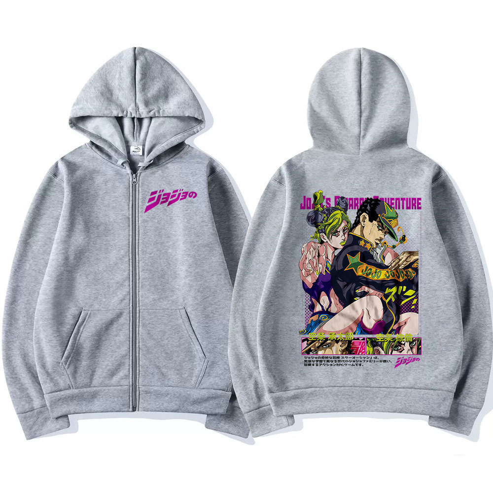 Hoodie Ritsleting Anime Jojo B - Mens Fashion Zip Up Hoodies ulasan dan harga