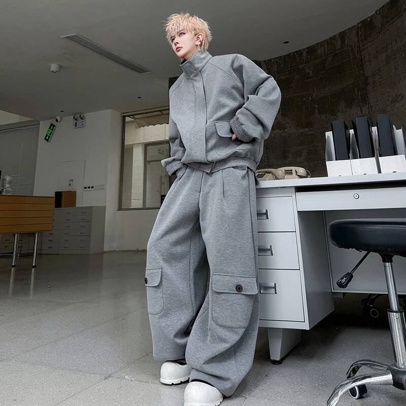 LUZHEN Cardigan Warna 2026, Sw - Men'S Fashion Loose Pants ulasan dan harga