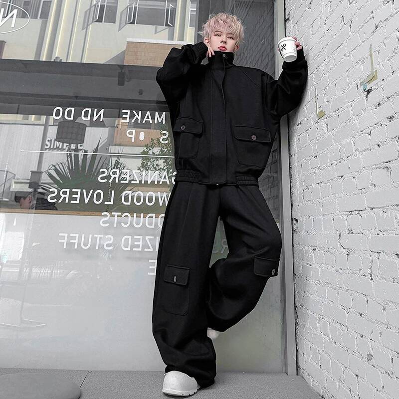 LUZHEN Cardigan Warna 2026, Sw - Men'S Fashion Loose Pants ulasan dan harga