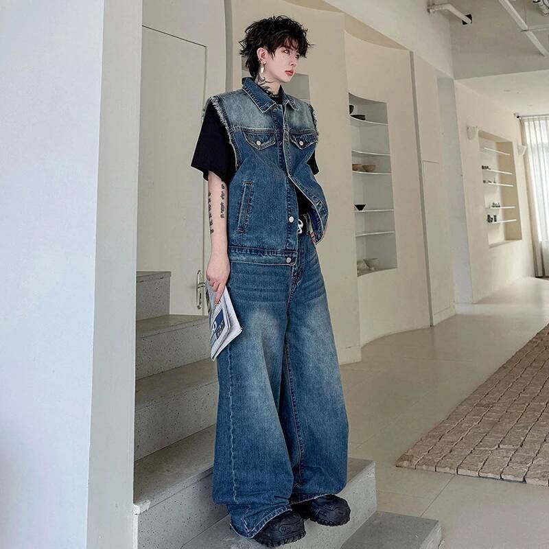 LUZHEN 2026 Set Dua Potong Den - Men'S Fashion Jeans ulasan dan harga