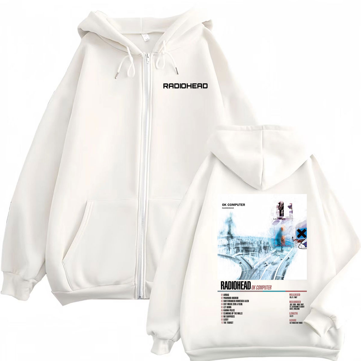 Poster Album Musik Radiohead H - Mens Fashion Zip Up Hoodies ulasan dan harga