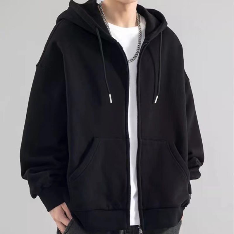 Hoodie Ritsleting Biru Abu-abu - Mens Fashion Zip Up Hoodies ulasan dan harga