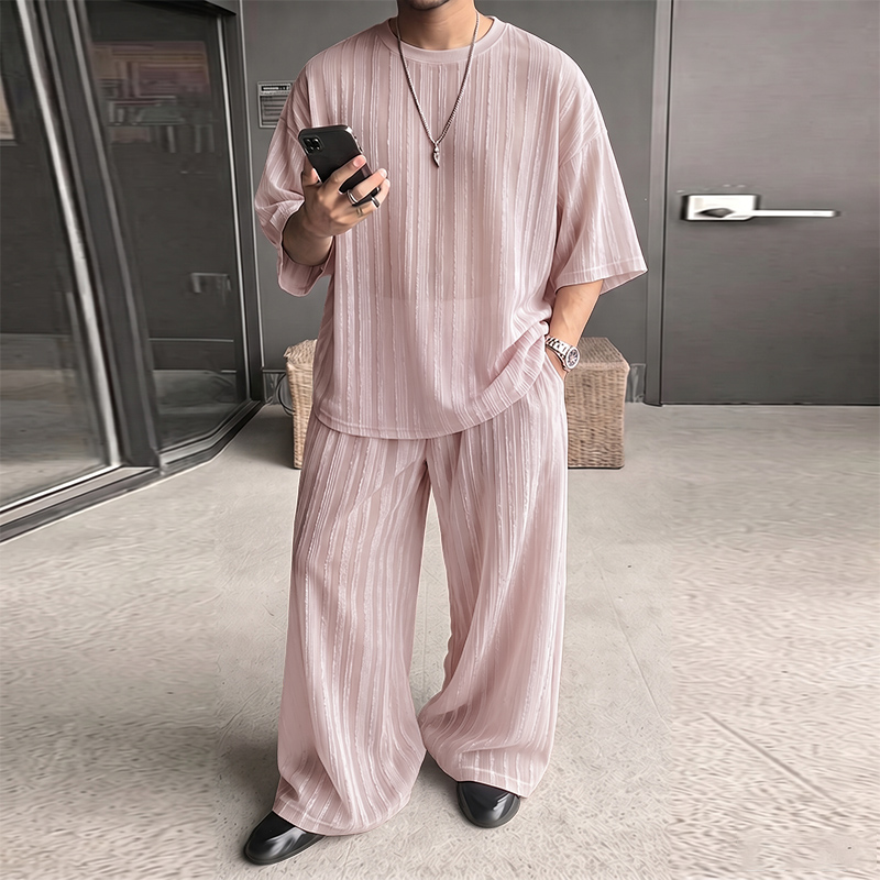 INCERUN Setelan Pria Bergaris  - Men'S Fashion Loose Pants ulasan dan harga