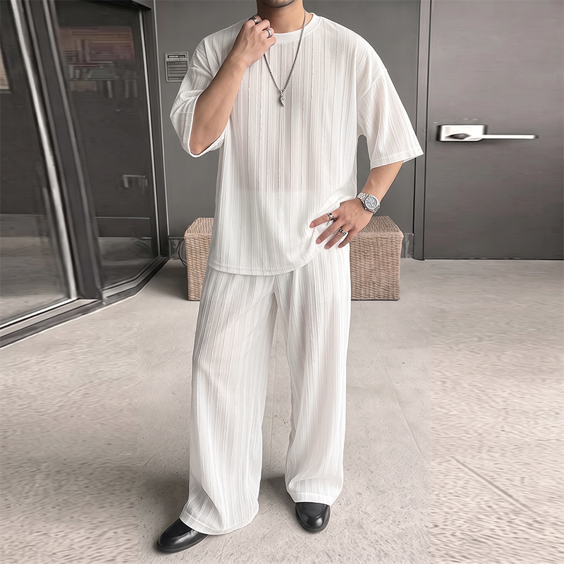 INCERUN Setelan Pria Bergaris  - Men'S Fashion Loose Pants ulasan dan harga