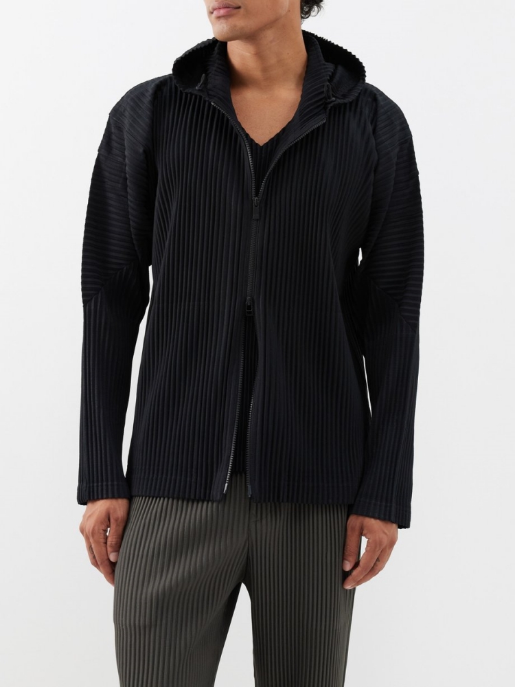 Hoodie Pria Miyake Pleated Zip - Mens Fashion Zip Up Hoodies ulasan dan harga