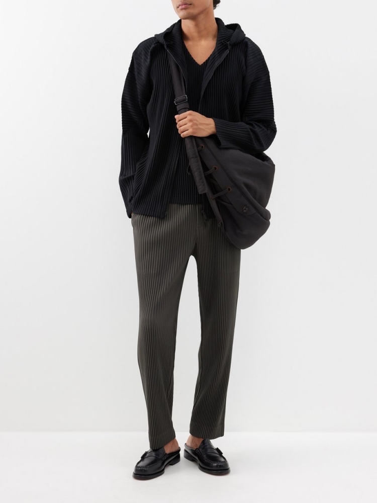 Hoodie Pria Miyake Pleated Zip - Mens Fashion Zip Up Hoodies ulasan dan harga