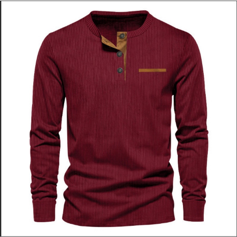 Kaos Henley Lengan Panjang Pri - Men'S Fashion Outfits ulasan dan harga